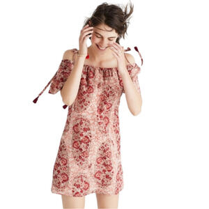 Nwt | Madewell Silk Cold-Shoulder Dress in Watercolor Paisley Size XS
